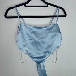 Blue halter crop top